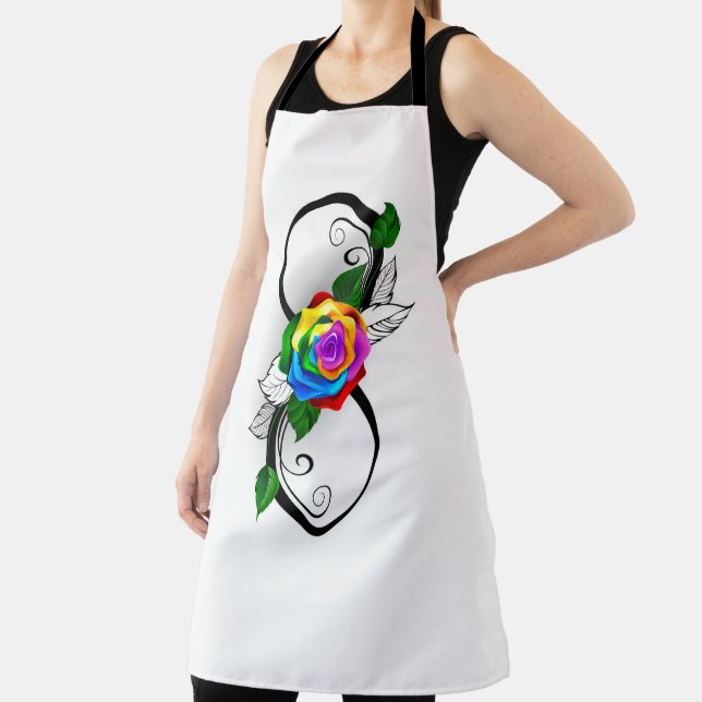 Tablier Symbole d'infini avec Rose arc-en-ciel (Insitu)