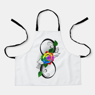 Tablier Symbole d'infini avec Rose arc-en-ciel