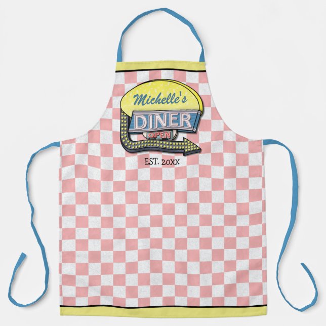 Tablier Symbole du dîner Rétro les années 50 Vérification  (Recto)