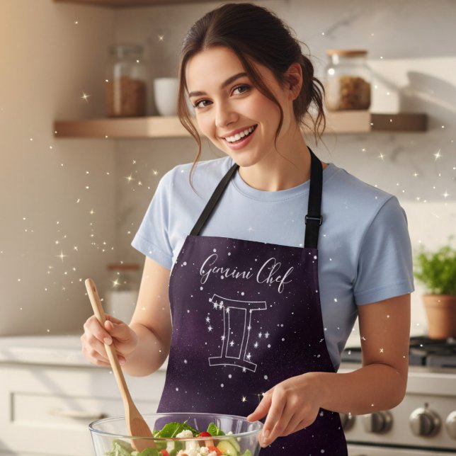 Tablier Symbole Gemini Zodiac Horoscope Galaxie violette A (It's Gemini Season! Get you bake on with this groovy purple galaxy apron/)