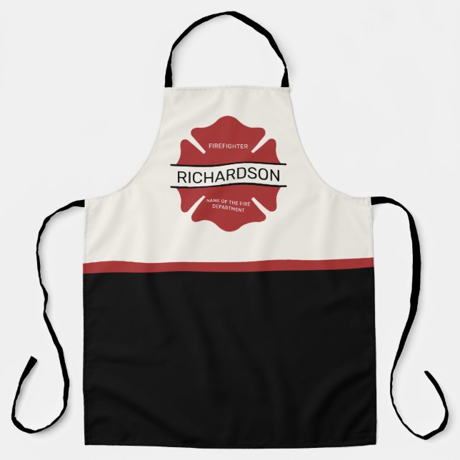 Tablier Symbole logo rouge du pompier personnalisé (Recto)