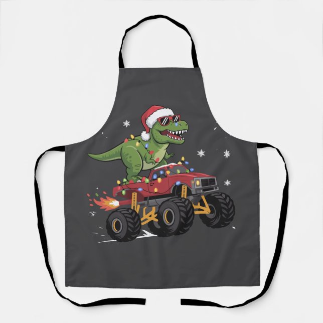 Tablier T-Rex Dinosaur Camion Monster de Noël (Recto)