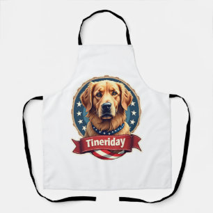 Tablier T-shirt à gravure de Golden Retriever patriotique 