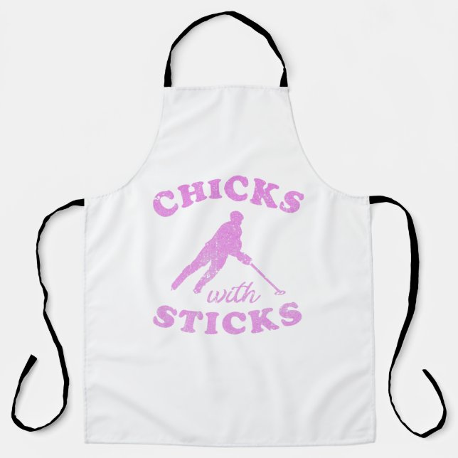 Tablier T-shirt chicks Ringette avec bâtons (Recto)