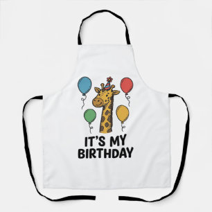Tablier T-shirt de fête d'anniversaire de girafe mignon De