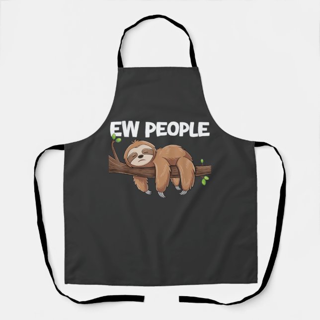 Tablier T-shirt de la paresseux 'Ew People' (Recto)