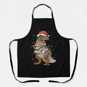 Tablier T-shirt de Noël avec arbre et dinosaure T-Rex Xmas