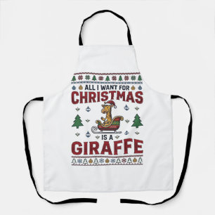 Tablier T-shirt de Noël drôle avec girafe et traîneau