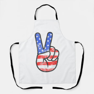 Tablier T-Shirt Main de signe de paix du drapeau américain