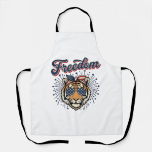 Tablier T-shirt vintage gravure Freedom Tiger patriotique_
