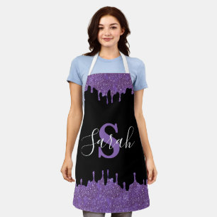 Tablier Tabard à gouttes de paillettes et monogramme viole