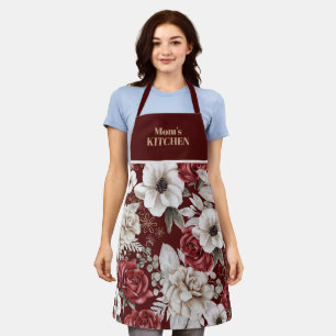 Tablier Tabard à motif floral Rose Bourguignonne Rustique
