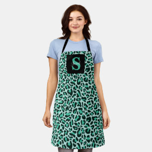 Tablier Tabard bleu sarcelle tendance monogramme imprimé l