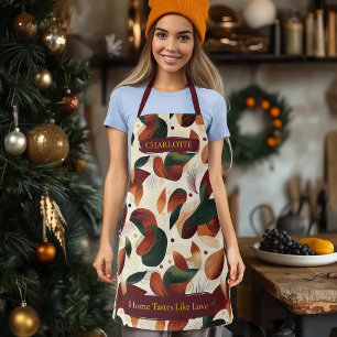 Tablier Tabard de feuille abstraite d'automne avec nom per