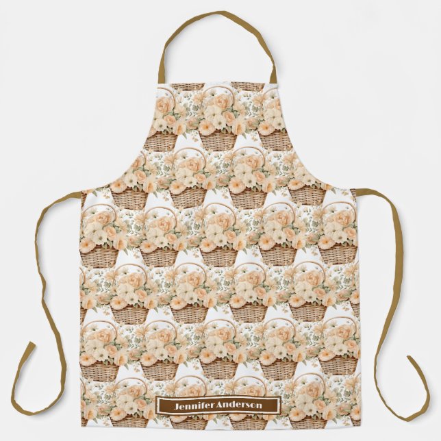 Tablier Tabard imprimé panier fleuri Peach féminin (Recto)