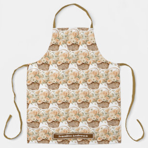 Tablier Tabard imprimé panier fleuri rose féminin