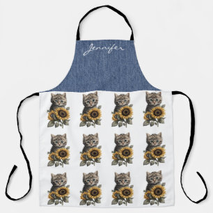 Tablier Tabby Personnalisé Fleur de chat Tout-En-Tout Impr