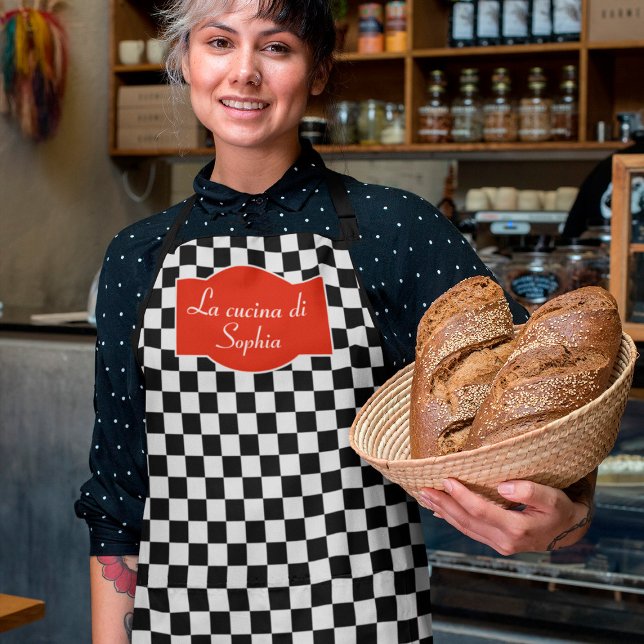 Tablier Tableau de bord Cuisine italienne Chef avec nom (Créateur téléchargé)