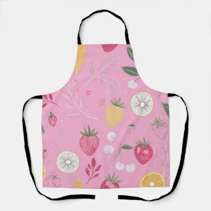Tablier "Tablier floral Citrus Fleur de Fraisier rose