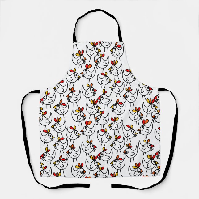 Tablier Tabouret De Poulet Drôle Moderne Sur Toute Impress (Recto)