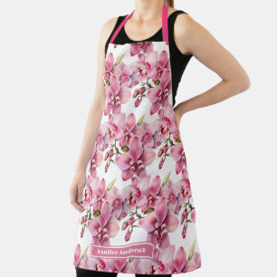 Tablier Taille Grande Fleur Orchidée Rose Féminin 