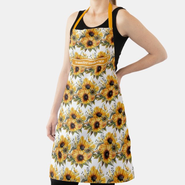 Tablier Taille Grosse Fille Fleurs de soleil Floral (Insitu)