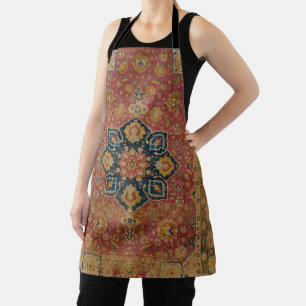 Tablier Tapis persan asiatique Kashan or rouge