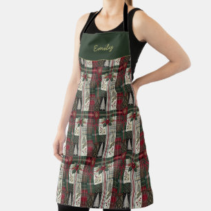 Tablier Tartan rustique de Noël moderne