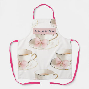 Tablier Tasse à thé à motif coquette élégant personnalisé