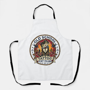 Tablier Tatouage École Ancienne Chat Mignon Kitty Design -