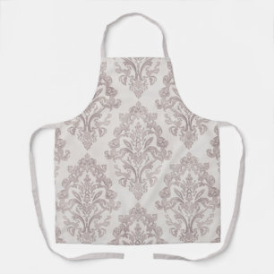 Tablier Taupe doux damas aquarelle floral classique