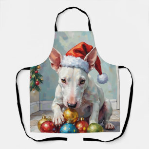Tablier Taureau Terrier Joueur en train de garder Noël