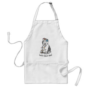 Tablier Tea Party Vieux chien anglais (Grey 1)