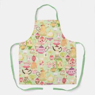 Tablier Teapots et tasses Serviettes de cuisine vertes