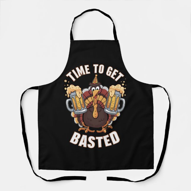 Tablier Temps To Get Basted Funny Beer Thanksgiving Turkey (Recto)