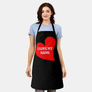 TABLIER TENDANCE CŒUR ROUGE J'AIME MON VALENTIN ROMANTIQUE