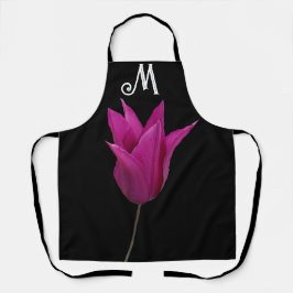 Tablier Tendance personnalisable M monogramme violet fleur