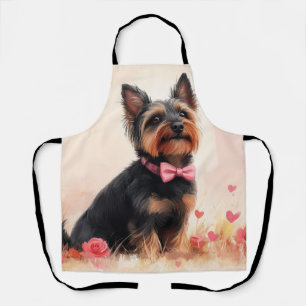 Tablier Terrier australien avec Rose - Saint Valentin