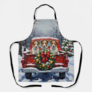 Tablier Terrier Australien Camion Rouge Noël Fêtes