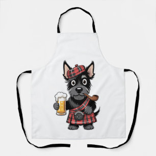 Tablier Terrier écossais en kilt tartan avec bière et pipe