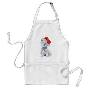 Tablier Térrier West Highland blanc Père Noël