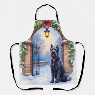 Tablier Tervueren noir Terrier en aquarelle Noël en fer