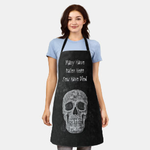Tablier Tête de crâne gothique Grunge noir blanc