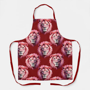 Tablier Tête de lion rose bordeaux Design 