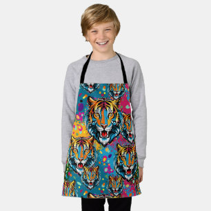 Tablier Tête de tigre couleurs arc-en-ciel peinture taches