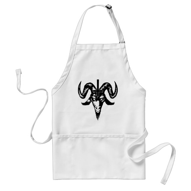 Tablier Tête satanique de chèvre avec la croix (noir) (Devant)