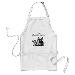 Tablier Tête vintage de sanglier Dessin BW