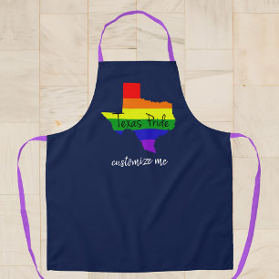 Tablier Texas Gay pride Rainbow Custom Navy