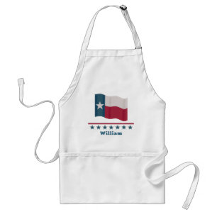 Tablier Texas Lone Star Nom du drapeau Blanc personnalisé
