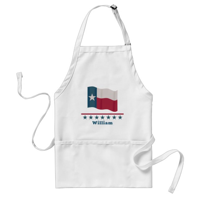 Tablier Texas Lone Star Nom du drapeau Blanc personnalisé (Devant)